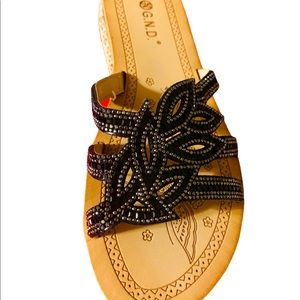 🌟NIB GORGEOUS SUPER CUSHION RHINESTONE SPARKLE BLACK SANDALS! 10